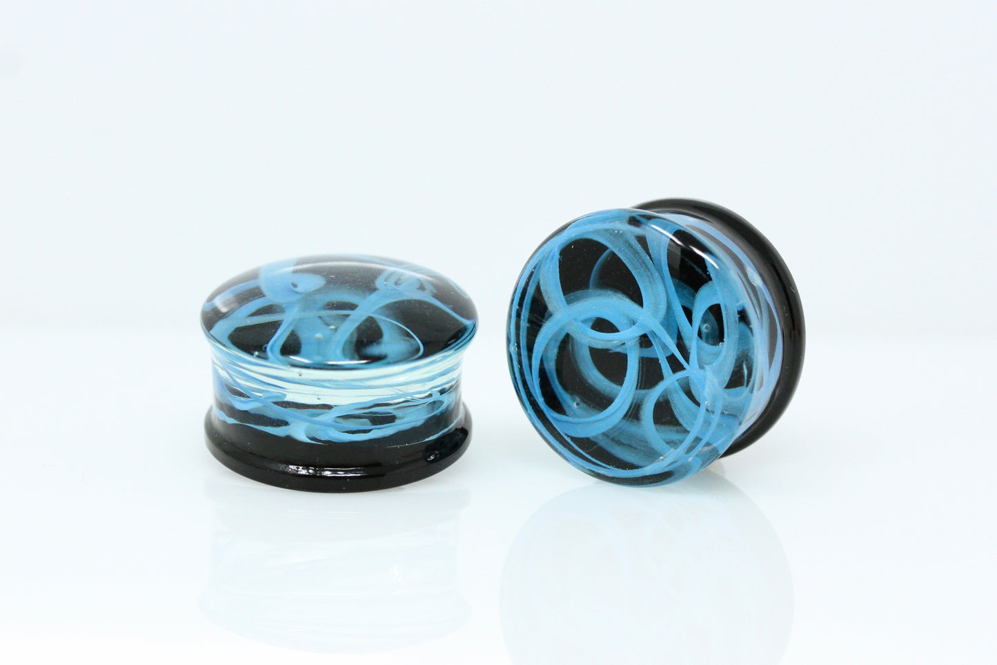 Blue Smoke Glass Plugs (Pair) - G030
