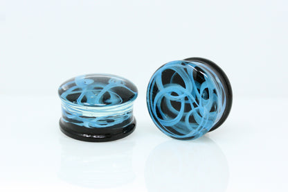 Blue Smoke Glass Plugs (Pair) - G030