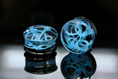 Blue Smoke Glass Plugs (Pair) - G030