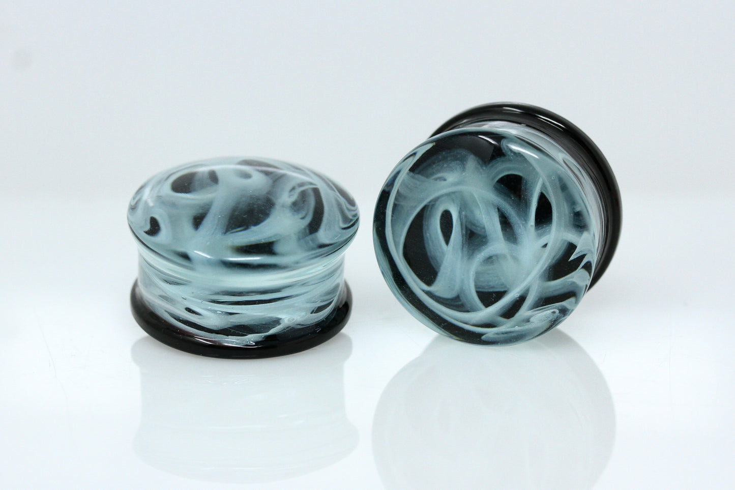 White Smoke Glass Plugs (Pair) - G033