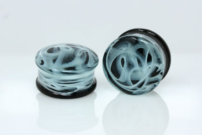 White Smoke Glass Plugs (Pair) - G033
