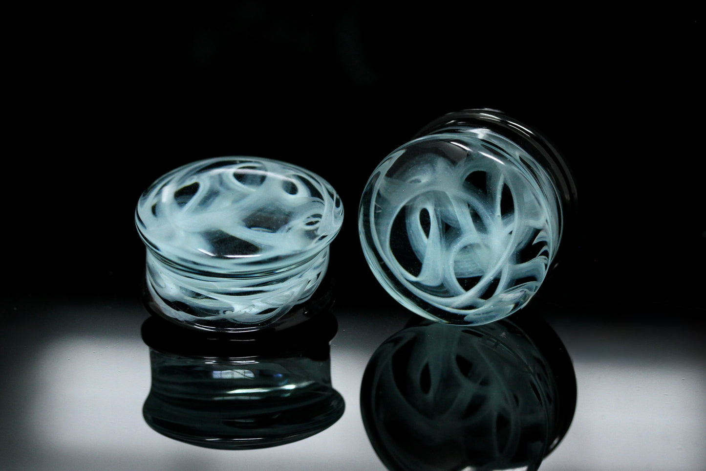 White Smoke Glass Plugs (Pair) - G033