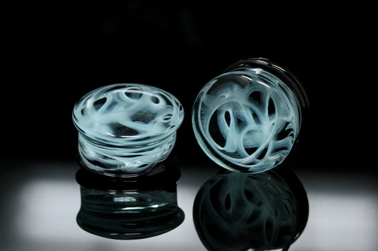 White Smoke Glass Plugs (Pair) - G033