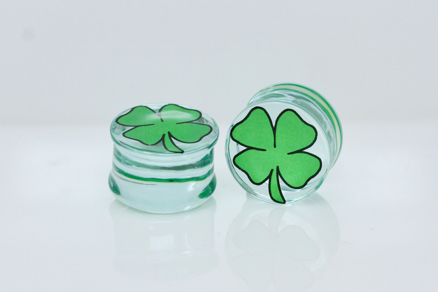 Four Leaf Clover Glass Plugs (Pair) - G035