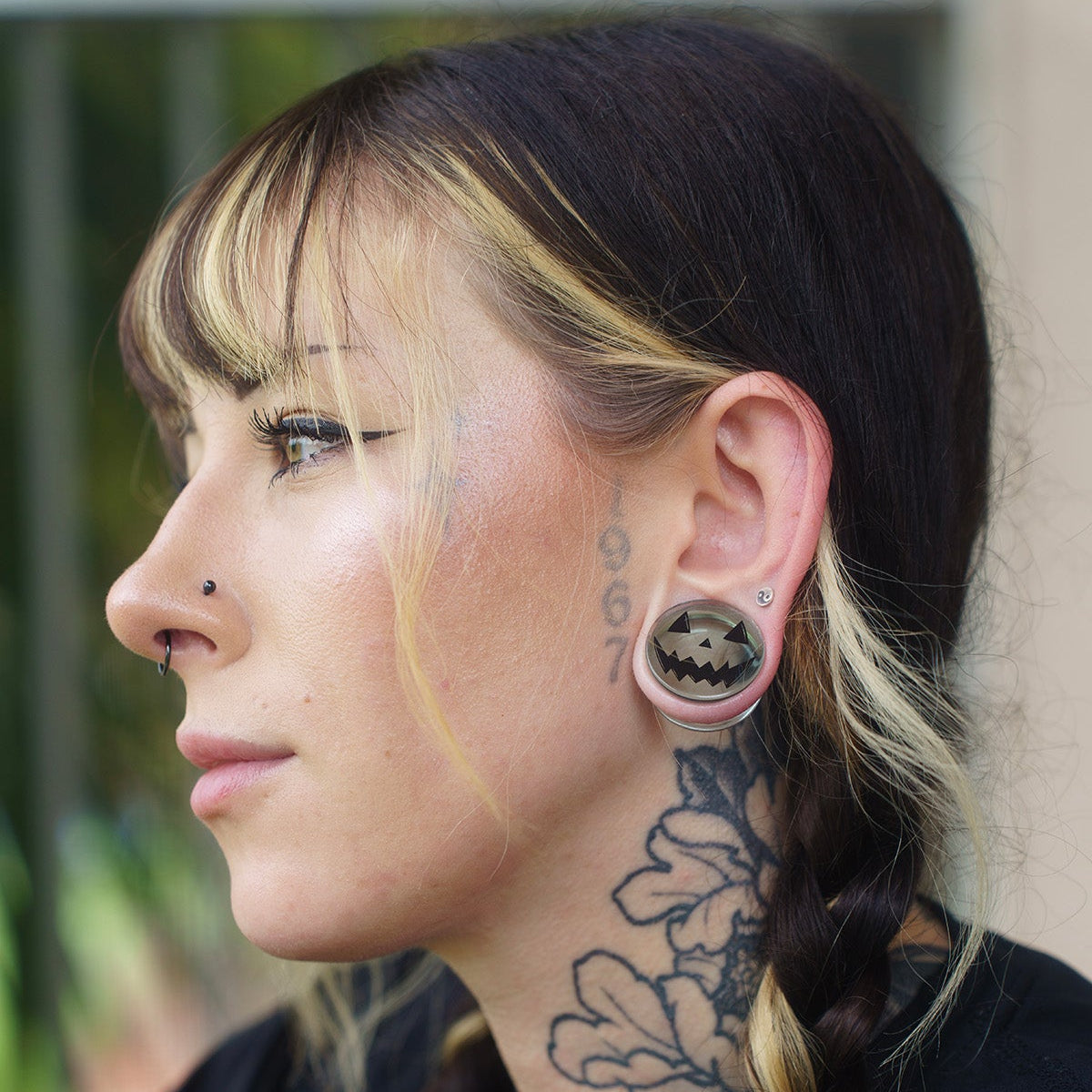 Happy Pumpkin Glass Plugs (Pair) - G038
