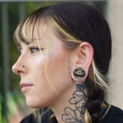 Happy Pumpkin Glass Plugs (Pair) - G038