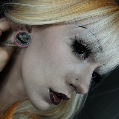 Happy Pumpkin Glass Plugs (Pair) - G038