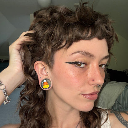 Candy Corn Glass Plugs (Pair) - G039