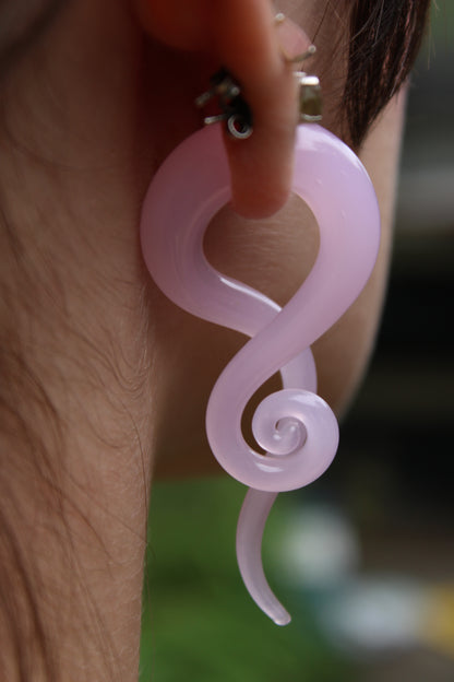 Pink Glass Twisting Hanger Plugs (Pair) - G064