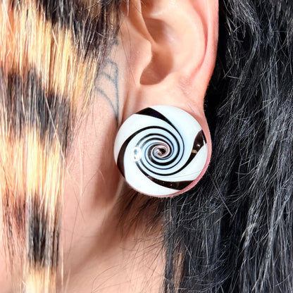 Beetlejuice  Pinwheel Glass Plugs (Pair) - G065