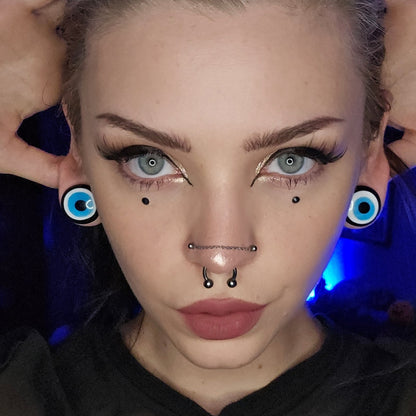 Evil Eye Glass Plugs (Pair) - G067
