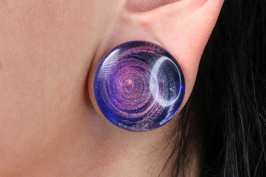 Purple Cyclone Glass Plugs (Pair) - G073