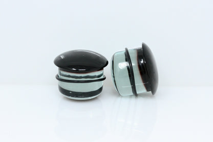 Black Hole Glass Single Flare Plugs for stretched ears (Pair) - G074
