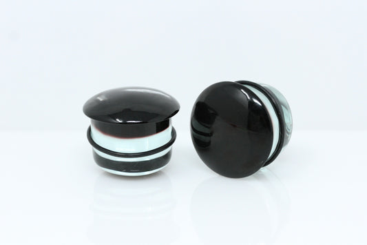 Black Hole Glass Single Flare Plugs for stretched ears (Pair) - G074