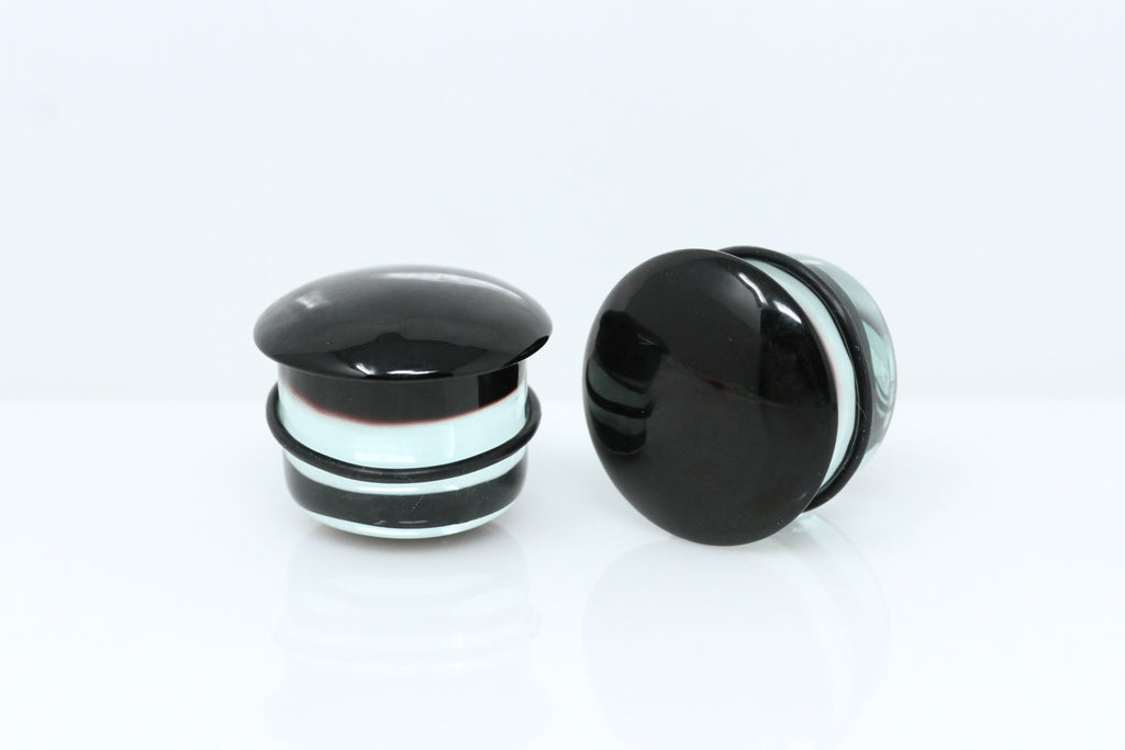 Black Hole Glass Single Flare Plugs for stretched ears (Pair) - G074