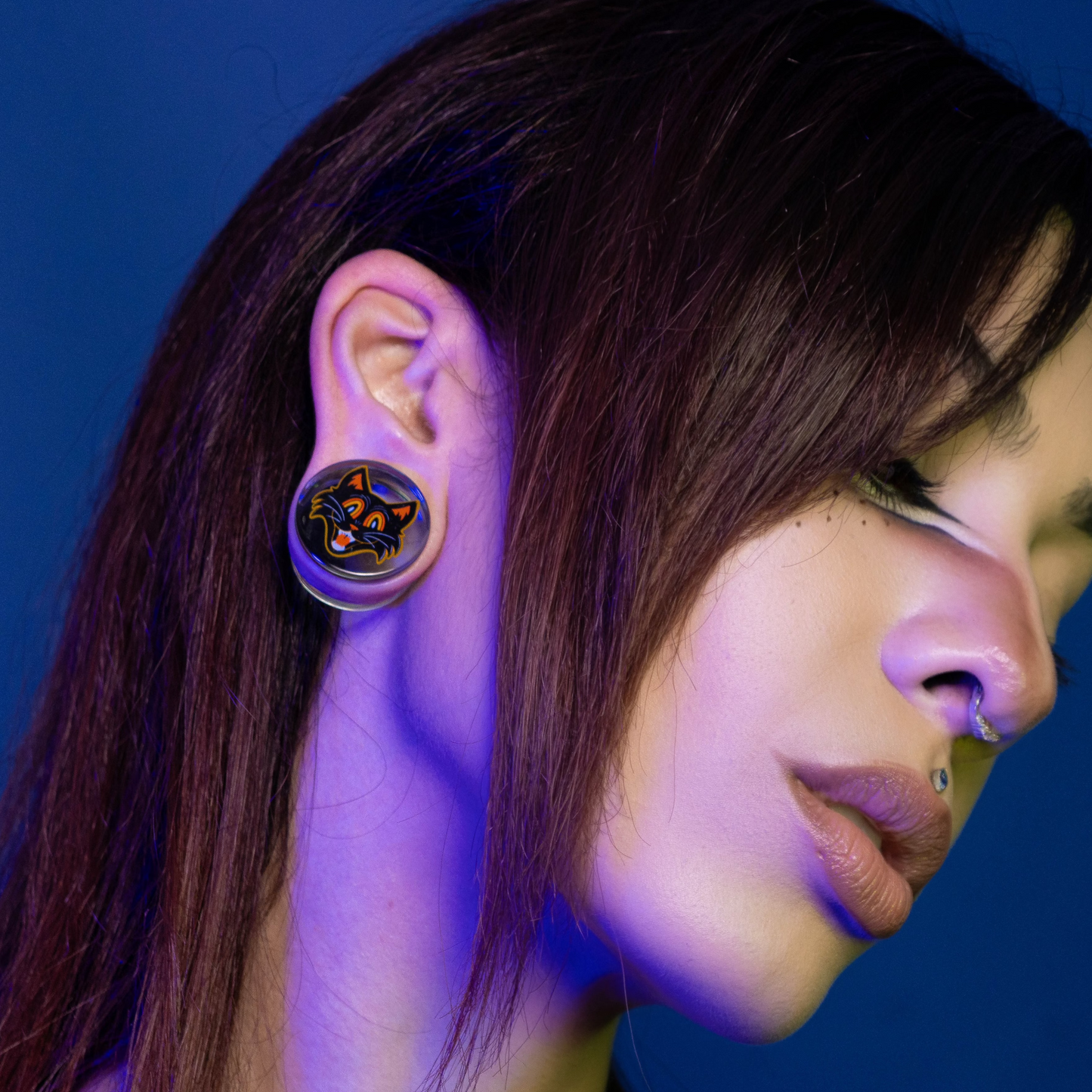 Vintage Spooky Cat Glass Plugs (Pair) - G077