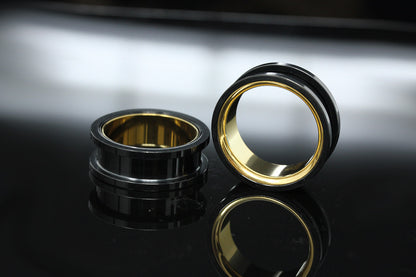 Stainless Steel Black on Gold Tunnels - PSS164