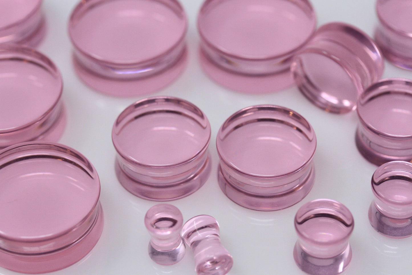 Pink Glass Plugs for Stretched Ears (Pair) - PH142