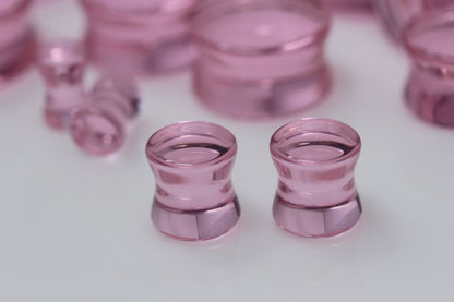 Pink Glass Plugs for Stretched Ears (Pair) - PH142