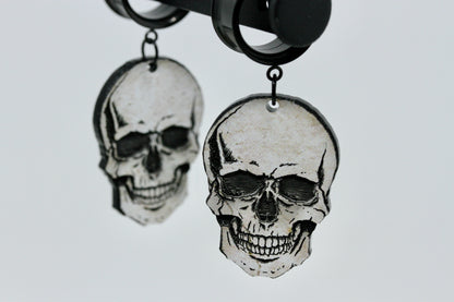 My Ex's Skull Danglers - Stainless Steel Screw on Tunnel (Pair) - TF110