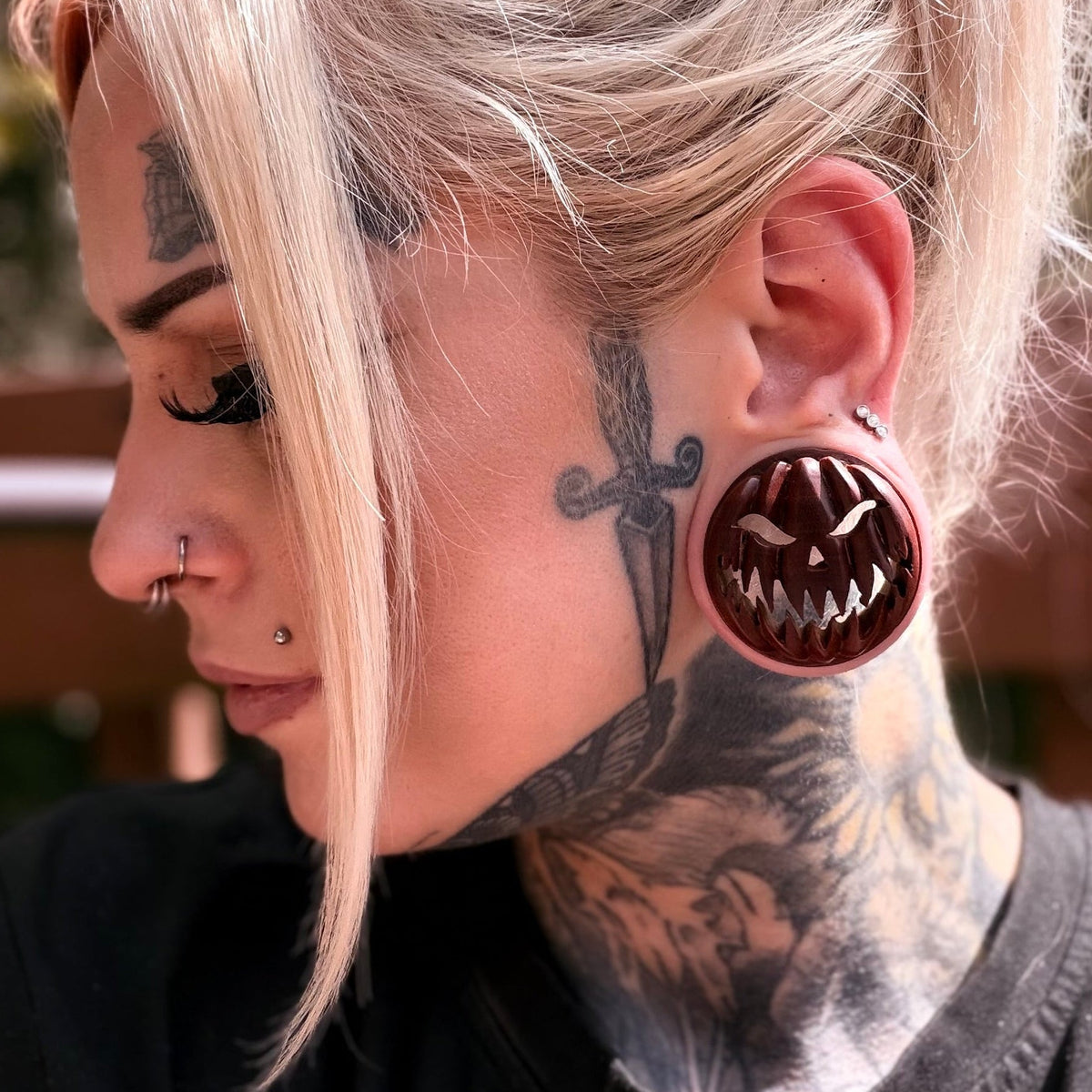 Evil Pumpkin Wooden Plugs - (Pair) - PA105