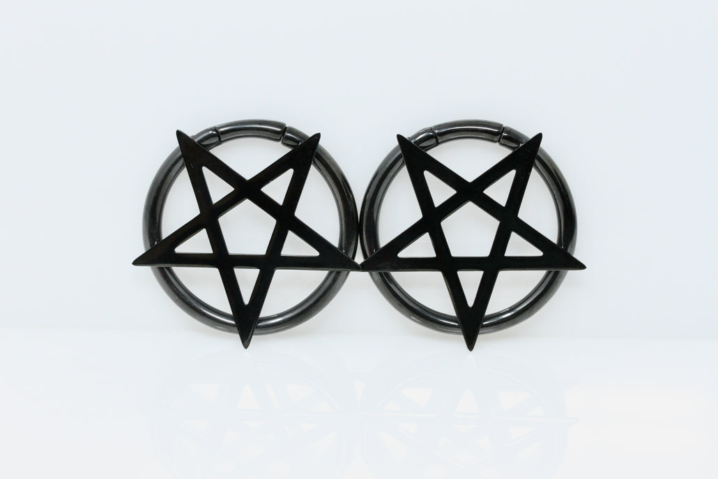 Black Pentagrams Ear Weights (Pair) - PSS152