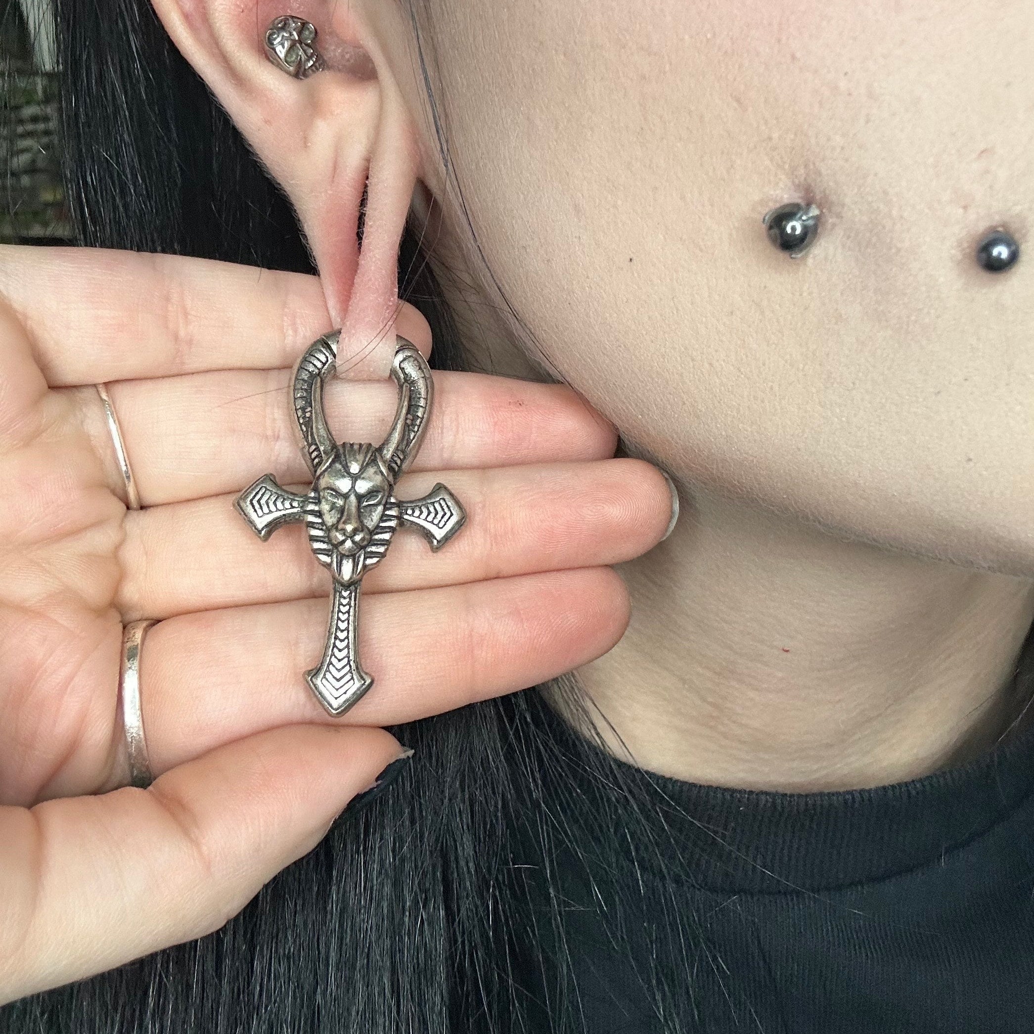 Anubis Ankh Ear Weights (Pair) - PSS163 – Two Feather Plugs