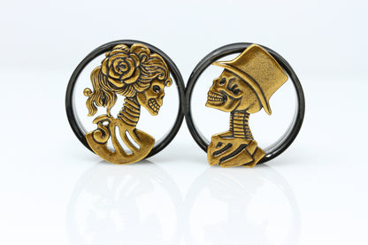 Lady Death and Mr Skelly Stainless Steel Plugs - PSS175