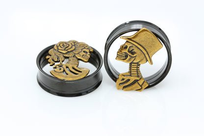 Lady Death and Mr Skelly Stainless Steel Plugs - PSS175