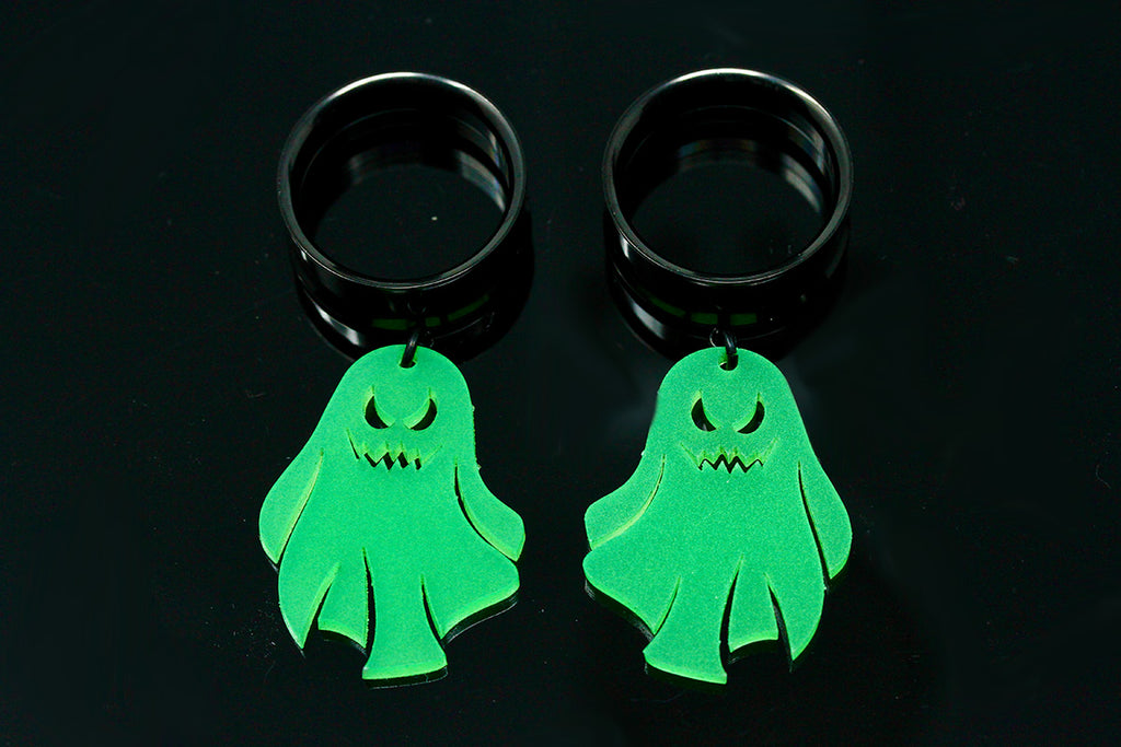 Glow In The Dark Evil Ghost Danglers - (Pair) - TF107