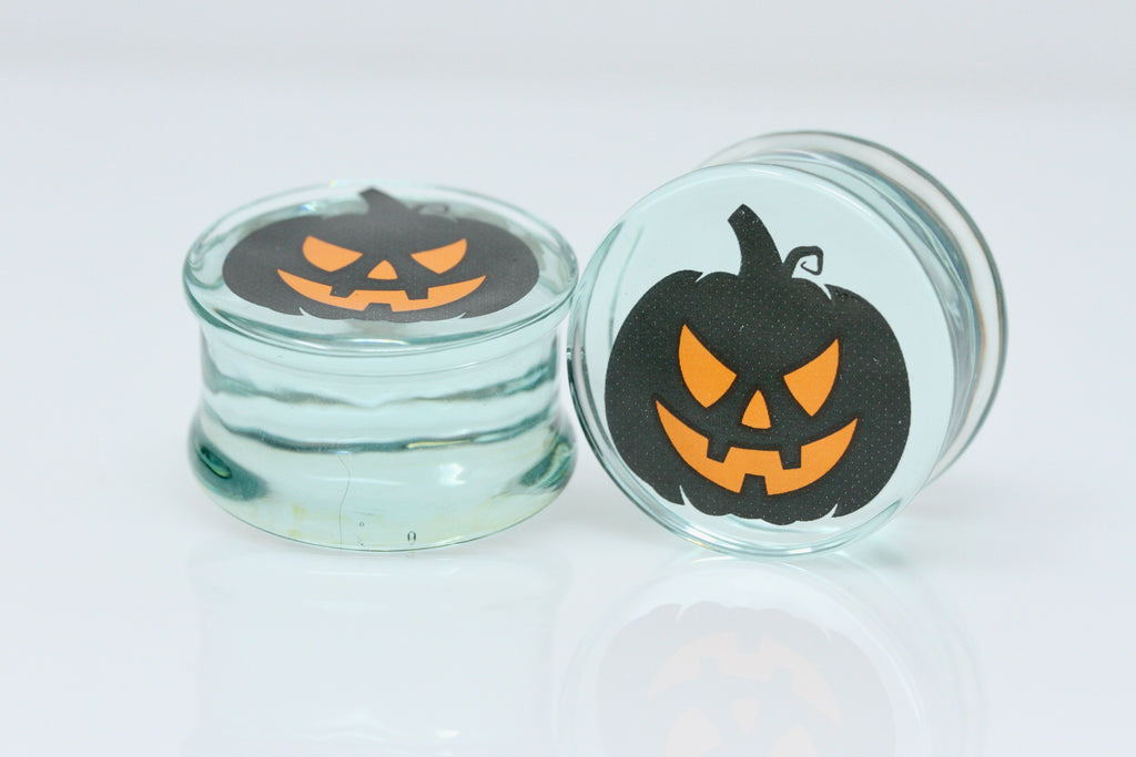 Glass Rotten Pumpkin Plugs (Pair) - G055