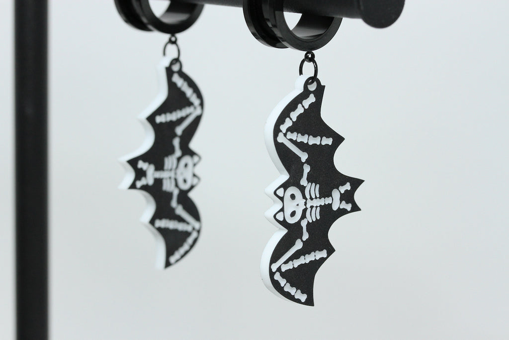 Skeleton Bat Stainless Steel Danglers - (Pair) - TF108