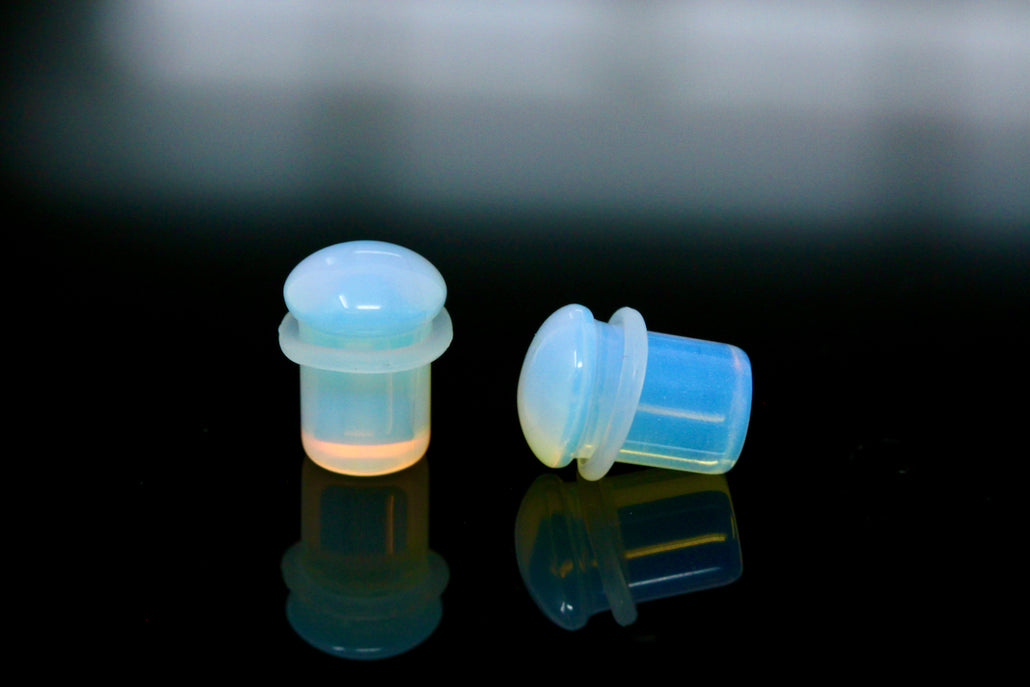 Single Flare Opalite Plugs for stretched ears (Pair) - PH129