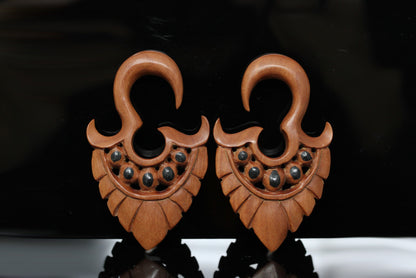 Hand Carved Wood Hanging Plugs (Pair) - A056