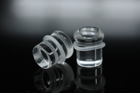 Clear Glass Single Flare Plugs (Pair) - PH170