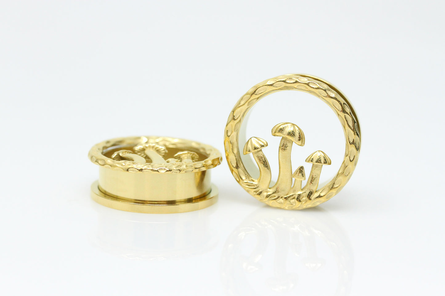 Golden Mushroom Stainless Steel Tunnels (Pair) - PSS188