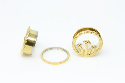 Golden Mushroom Stainless Steel Tunnels (Pair) - PSS188