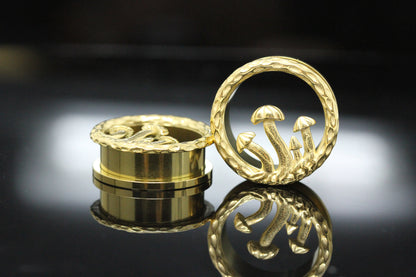 Golden Mushroom Stainless Steel Tunnels (Pair) - PSS188