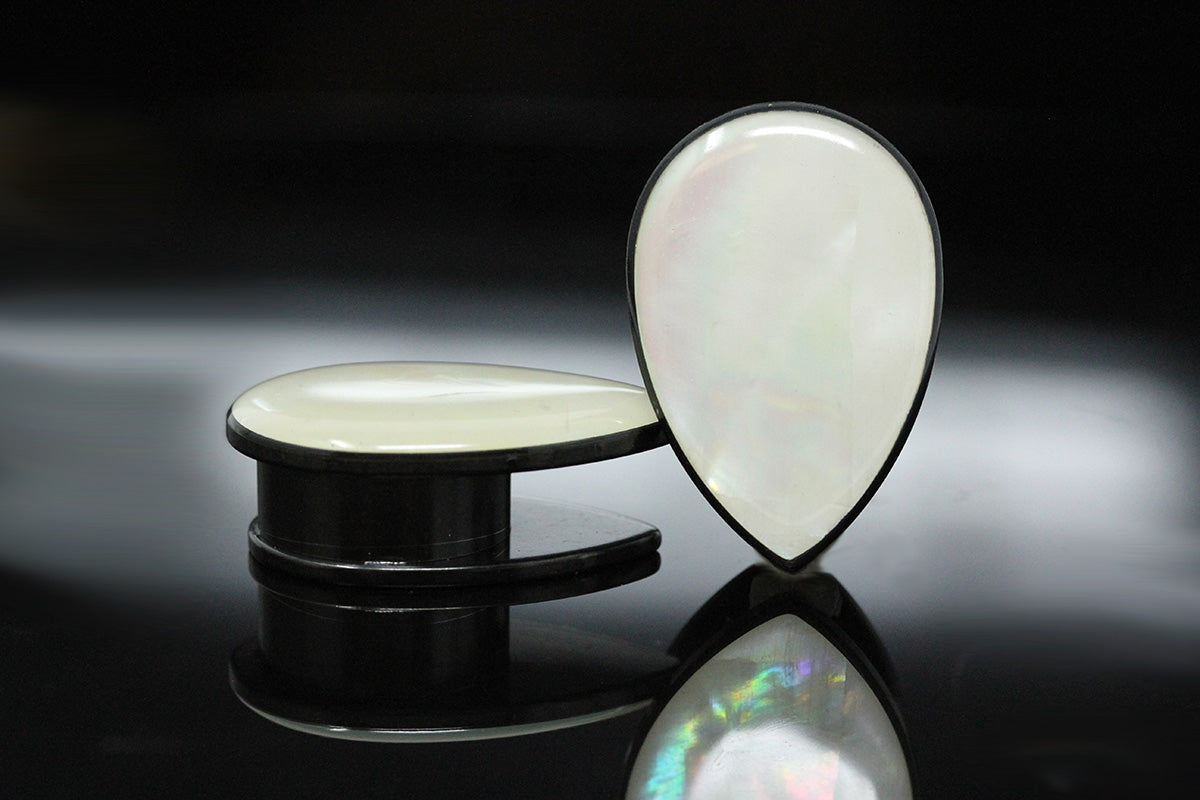 mother of pearl teardrop plugs