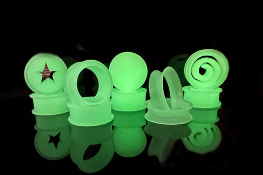 Glow in the Dark Super Silicone Plugs and Tunnels - 5 Pack (Pair) - PBSGLOW5