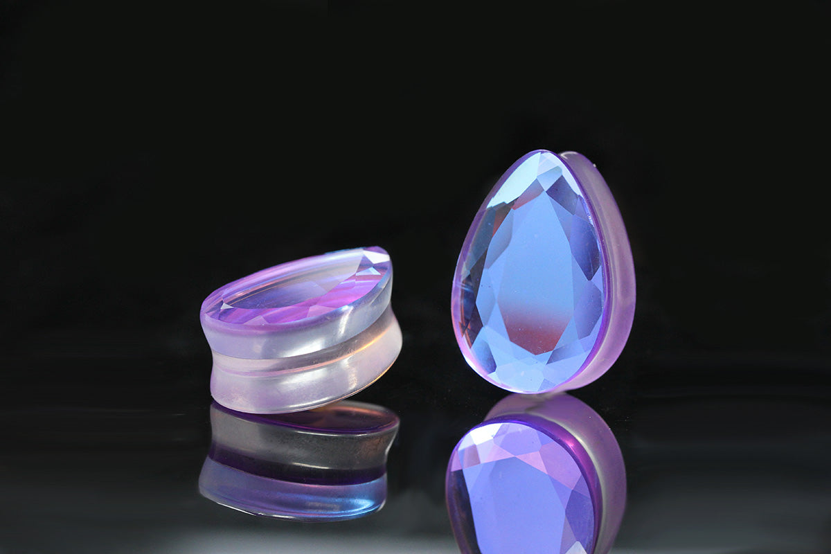 stretched ear princess gem teardrops