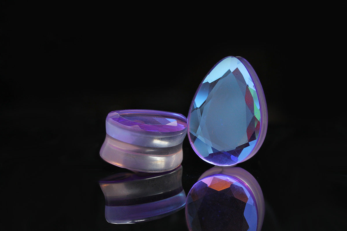 Princess Tears Faceted Cut Teardrop Plugs - (Pair) - PH169