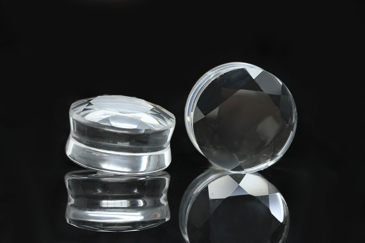 faceted cut clear gauges