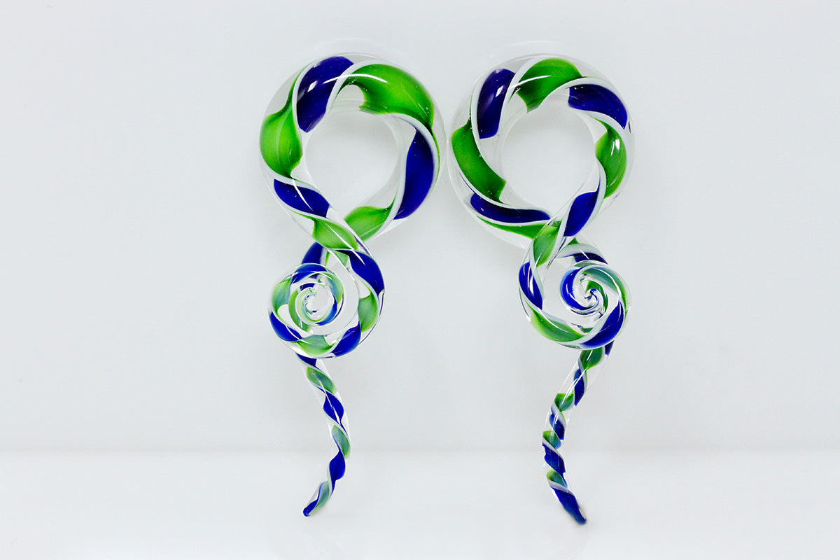 blue green glass gauge twisters