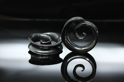 Black Spiral Stainless Steel Tunnels (Pair) - PSS209