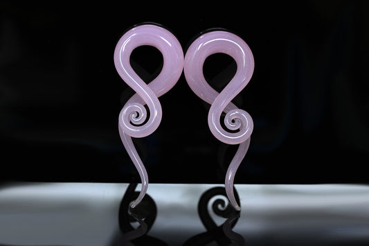 Pink Glass Twisting Hanger Plugs (Pair) - G064