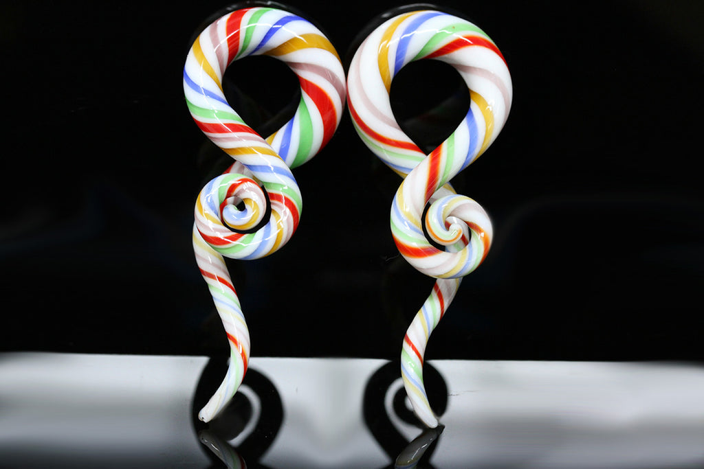 Multi Color Glass Twisting Hanger Plugs (Pair) - G068