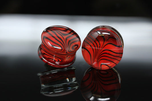 Blood Trilobite Glass Plugs (Pair) - G060
