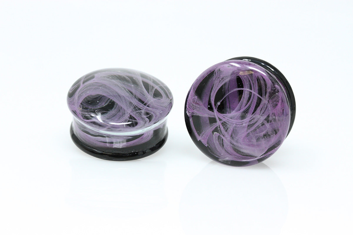 Purple Smoke Glass Plugs (Pair) - G059