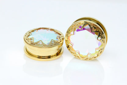 Golden Bling Stainless Steel Plugs (Pair) - PSS215